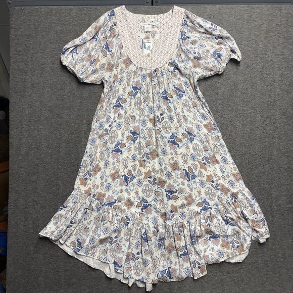 Lucky Brand Dresses & Skirts - NWT Lucky Brand Floral Print Flowy Midi Dress Boho Women's XS Short Sleeve Shirt